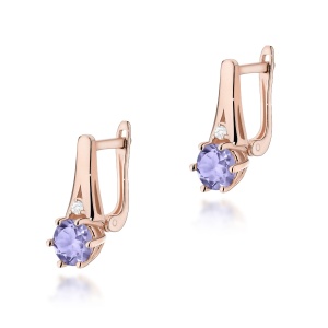 Kolczyki K0572 Tanzanit 2 x 0,50ct różowe złoto