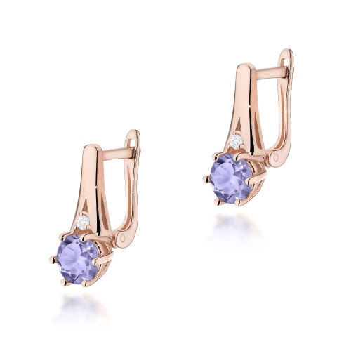Kolczyki K0572 Tanzanit 2 x 0,50ct różowe złoto