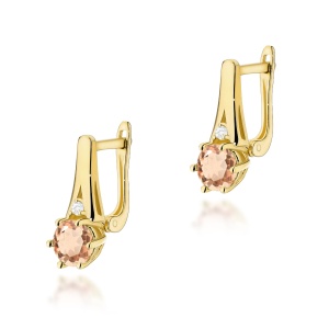 Kolczyki K0572 Morganit 2 x 0,40ct żółte złoto