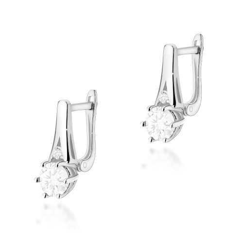 Boucles d’oreilles K0572 Saphir blanc 2 x 0,60ct Or blanc