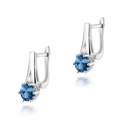 Boucles d’oreilles K0572 Topaze London Blue 2 x 0,50ct Or blanc