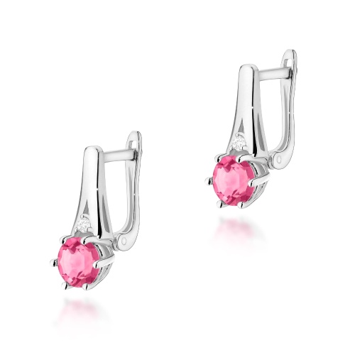 Boucles d’oreilles K0572 Topaze  rose 2 x 0,60ct Or blanc