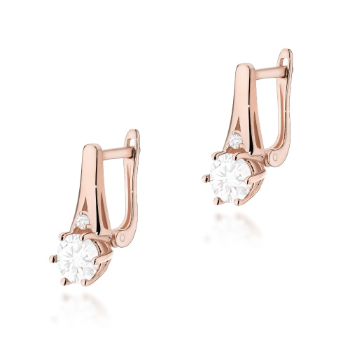 Kolczyki K0572 Biały Szafir 2 x 0,60ct różowe złoto