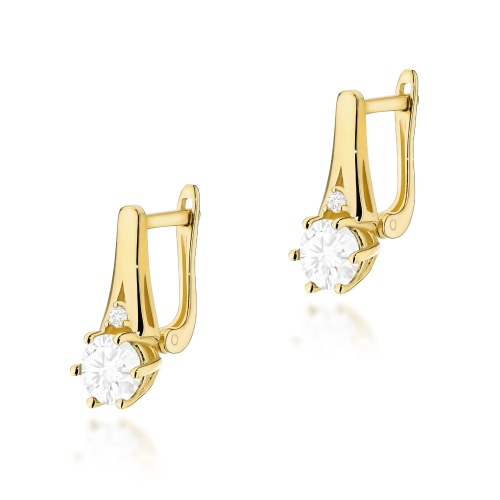 Boucles d’oreilles K0572 Saphir blanc 2 x 0,60ct Or jaune