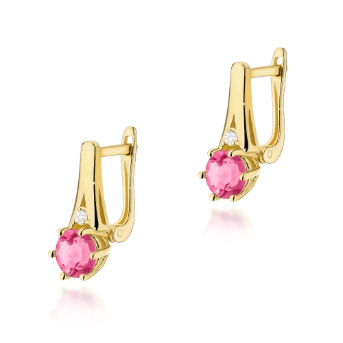 Boucles d’oreilles K0572 Topaze  rose 2 x 0,60ct Or jaune