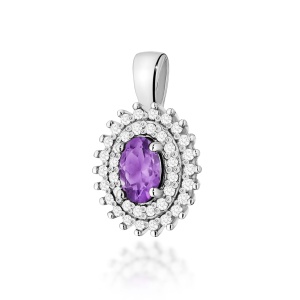 Zawieszka Z0303 Ametyst 0,40ct białe złoto