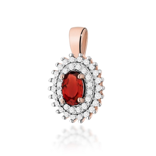 Pendentif Z0303 Grenat 0,50ct Or rose