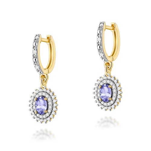 Boucles d’oreilles K0303 Tanzanite 2 x 0,40ct Or jaune