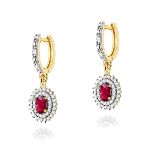 Boucles d’oreilles K0303 Rubis 2 x 0,60ct Or jaune