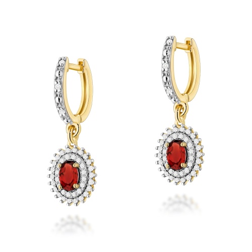 Boucles d’oreilles K0303 Grenat 2 x 0,50ct Or jaune