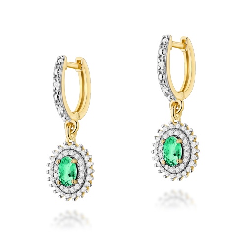 Boucles d’oreilles K0303 Émeraude 2 x 0,40ct Or jaune