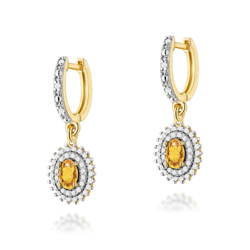 Boucles d’oreilles K0303 Citrine 2 x 0,60ct Or jaune