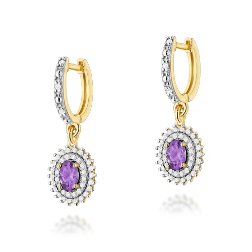 Boucles d’oreilles K0303 Améthyste 2 x 0,40ct Or jaune