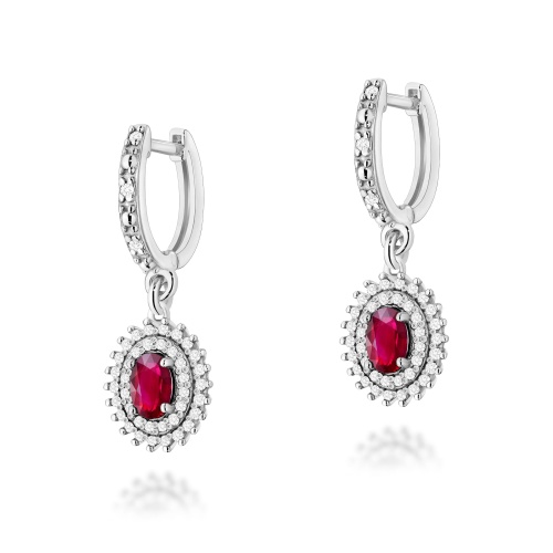 Boucles d’oreilles K0303 Rubis 2 x 0,60ct Or blanc