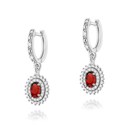 Boucles d’oreilles K0303 Grenat 2 x 0,50ct Or blanc