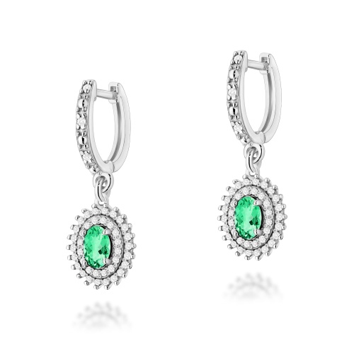 Boucles d’oreilles K0303 Émeraude 2 x 0,40ct Or blanc