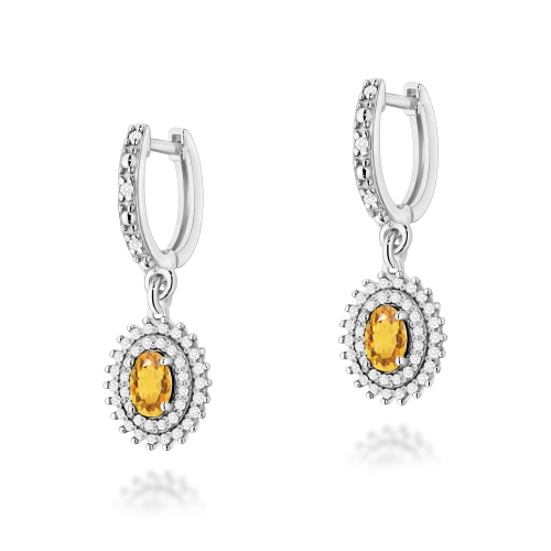 Boucles d’oreilles K0303 Citrine 2 x 0,60ct Or blanc