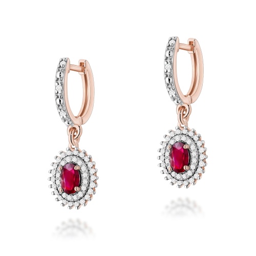 Náušnice K0303 Rubín 2 x 0,60ct ružové zlato