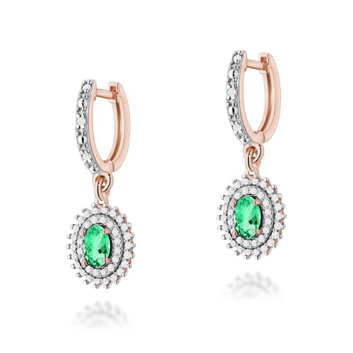 Náušnice K0303 Smaragd 2 x 0,40ct ružové zlato
