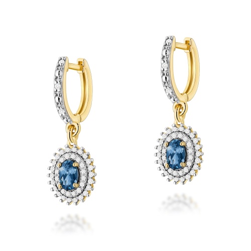 Boucles d’oreilles K0303 Topaze London Blue 2 x 0,50ct Or jaune