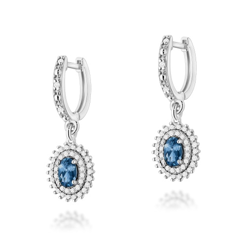 Boucles d’oreilles K0303 Topaze London Blue 2 x 0,50ct Or blanc