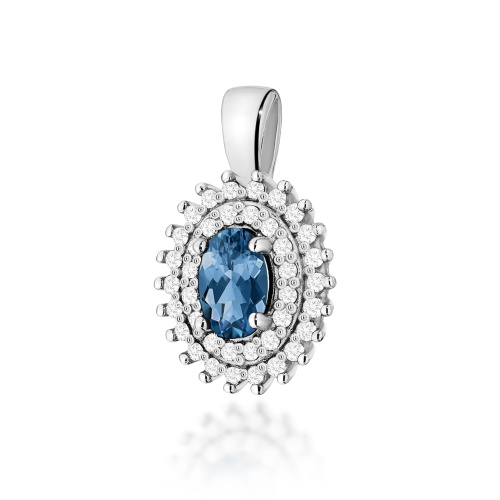 Pendentif Z0303 Topaze London Blue 0,50ct Or blanc