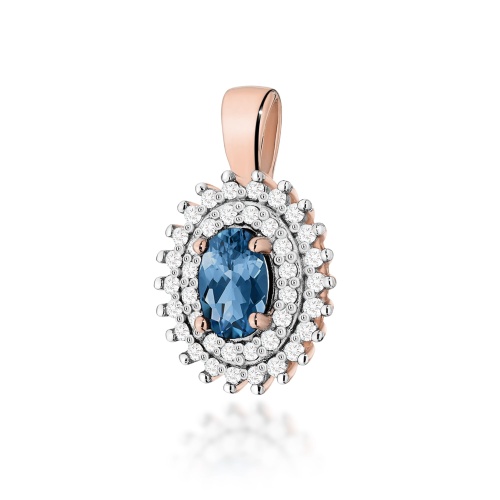 Pendentif Z0303 Topaze London Blue 0,50ct Or rose