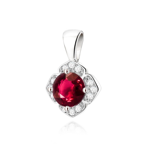 Pendentif Z0571 Rubis 0,60ct Or blanc