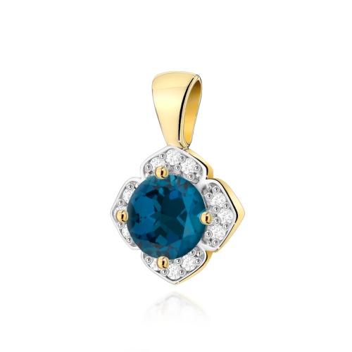 Pendentif Z0571 Topaze London Blue 0,50ct Or jaune