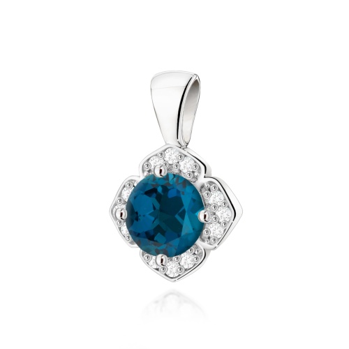 Pendentif Z0571 Topaze London Blue 0,50ct Or blanc