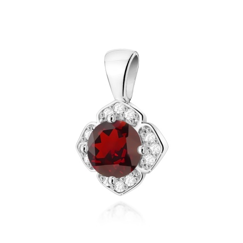 Pendentif Z0571 Grenat 0,60ct Or blanc