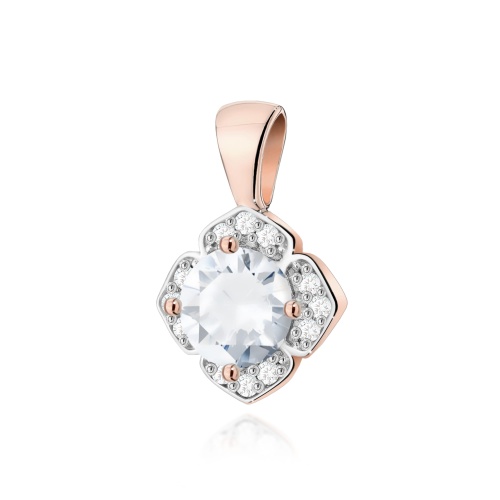 Pendentif Z0571 Saphir blanc 0,60ct Or rose