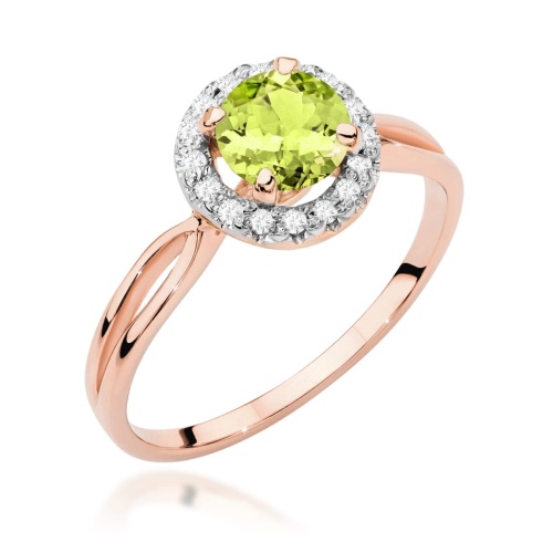 Žiedas W0538 Olivinas 0,90ct Rožinis auksas