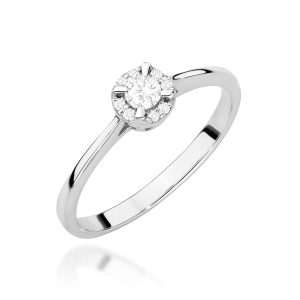 Pierścionek W0560 z diamentami białe złoto