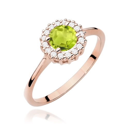 Žiedas W0572 Olivinas 0,60ct Rožinis auksas
