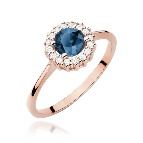 Prsteň W0572 Topás London Blue 0,50ct ružové zlato