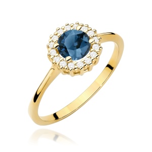 Pierścionek W0572 Topaz London Blue 0,50ct żółte złoto