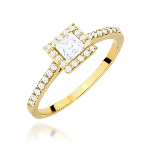 Pierścionek W0591 Diament 0,30ct żółte złoto