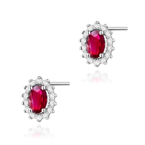 Boucles d’oreilles K0514 Rubis 2 x 0,60ct Or blanc