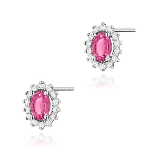 Boucles d’oreilles K0514 Topaze  rose 2 x 0,50ct Or blanc