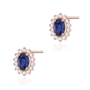 Kolczyki K0514 Szafir 2 x 0,70ct różowe złoto