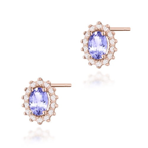 Kolczyki K0514 Tanzanit 2 x 0,40ct różowe złoto