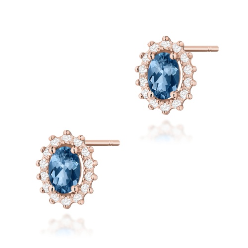 Kolczyki K0514 Topaz London Blue 2 x 0,50ct różowe złoto