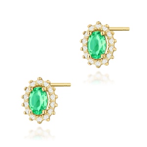 Kolczyki K0514 Szmaragd 2 x 0,40ct żółte złoto