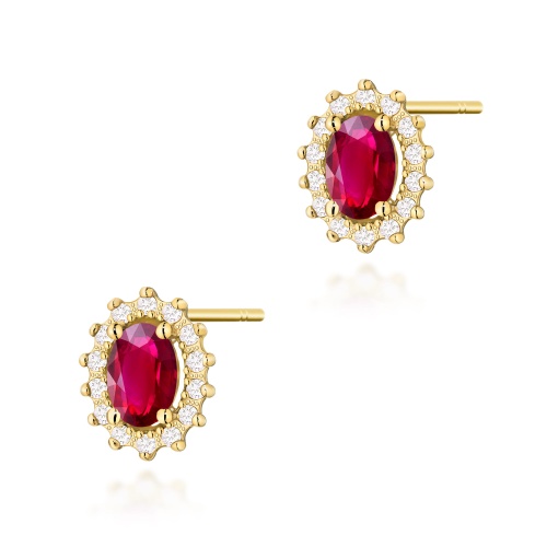 Boucles d’oreilles K0514 Rubis 2 x 0,60ct Or jaune