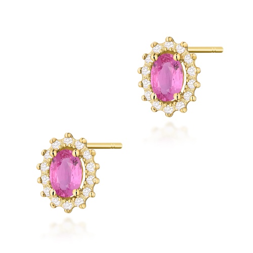 Boucles d’oreilles K0514 Saphir rose 2 x 0,50ct Or jaune