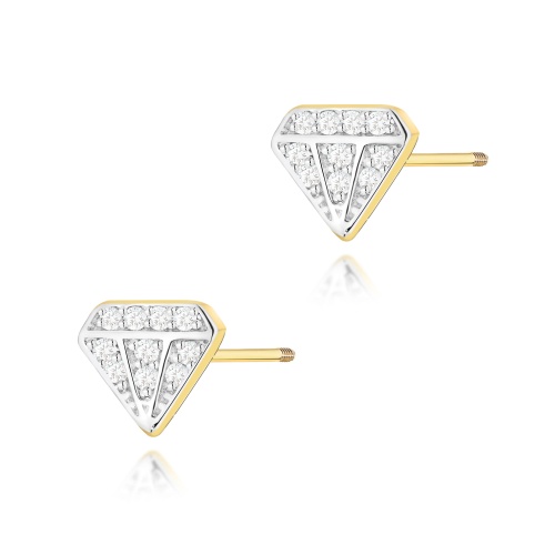Boucles d’oreilles K0504 avec diamants Or jaune Clou vissé