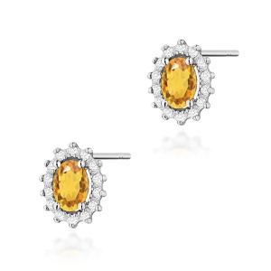 Kolczyki K0514 Cytryn 2 x 0,60ct białe złoto