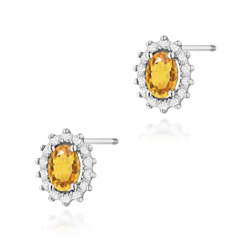 Boucles d’oreilles K0514 Citrine 2 x 0,60ct Or blanc Clou vissé