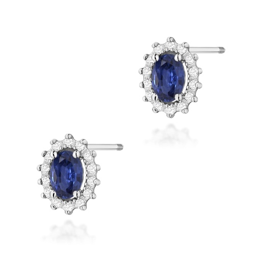 Boucles d’oreilles K0514 Saphir 2 x 0,70ct Or blanc Clou vissé